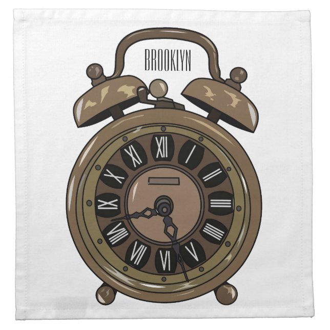 Alarm clock cartoon illustration cloth napkin (Front)