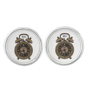 Alarm clock cartoon illustration cufflinks