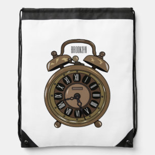 Alarm clock cartoon illustration drawstring bag
