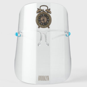 Alarm clock cartoon illustration  face shield