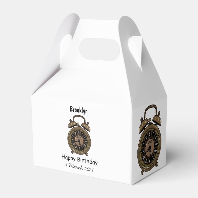 Alarm clock cartoon illustration favor boxes (Front Side)
