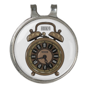 Alarm clock cartoon illustration golf hat clip