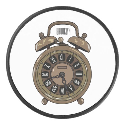 Alarm clock cartoon illustration hockey puck