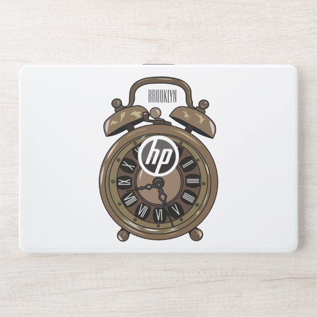 Alarm clock cartoon illustration HP laptop skin (Front)