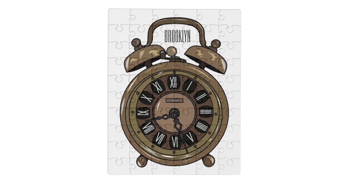 Alarm clock cartoon illustration jigsaw puzzle Zazzle