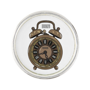 Alarm clock cartoon illustration lapel pin