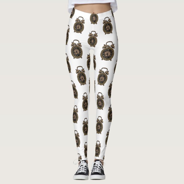 Alarm clock cartoon illustration leggings (Front)