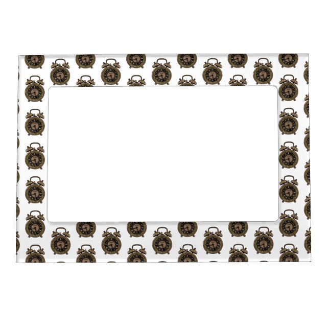 Alarm clock cartoon illustration magnetic frame (Front)