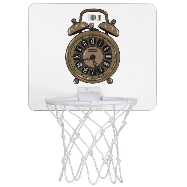Alarm clock cartoon illustration mini basketball hoop (Front)