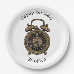 Alarm clock cartoon illustration paper plates