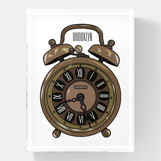 Alarm clock cartoon illustration paperweight (Vertical)