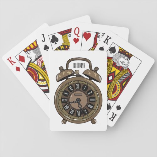 Alarm clock cartoon illustration playing cards