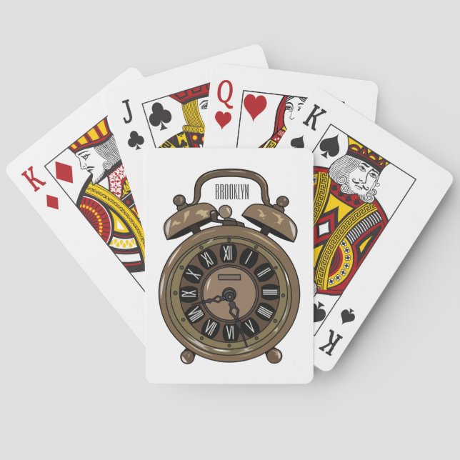 Alarm clock cartoon illustration poker cards (Back)