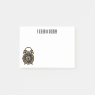 Alarm clock cartoon illustration post-it notes