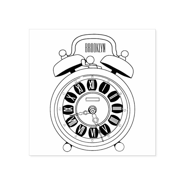 Alarm clock cartoon illustration rubber stamp (Imprint)