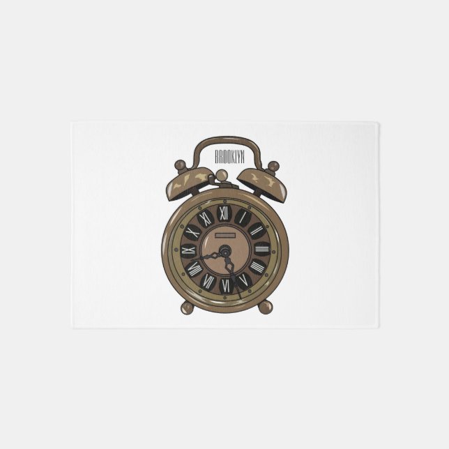 Alarm clock cartoon illustration rug (Front)