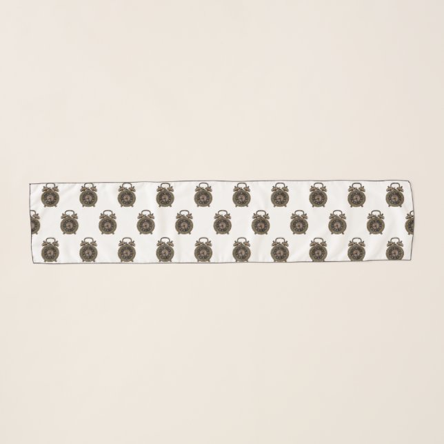 Alarm clock cartoon illustration scarf (Front (Horizontal))
