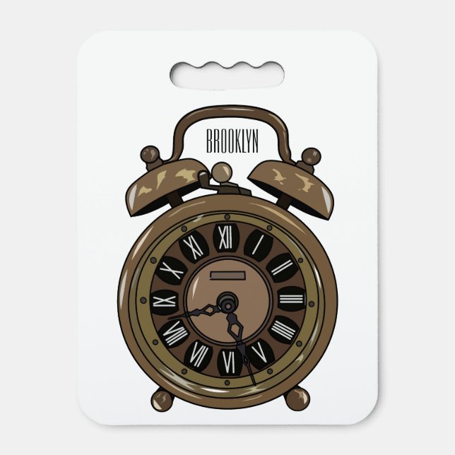 Alarm clock cartoon illustration seat cushion (Front Vertical)