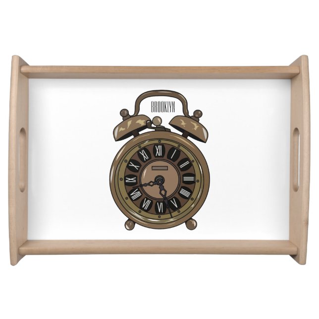 Alarm clock cartoon illustration serving tray (Front)