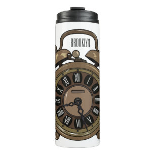Alarm clock cartoon illustration thermal tumbler