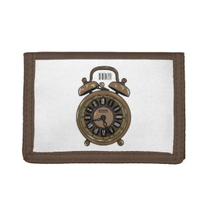 Alarm clock cartoon illustration trifold wallet