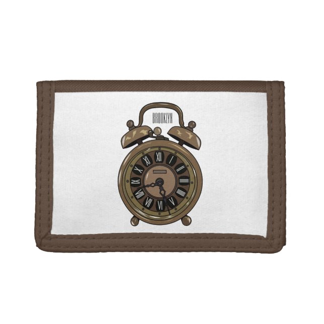 Alarm clock cartoon illustration trifold wallet (Front)