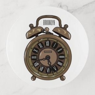Alarm clock cartoon illustration trinket tray