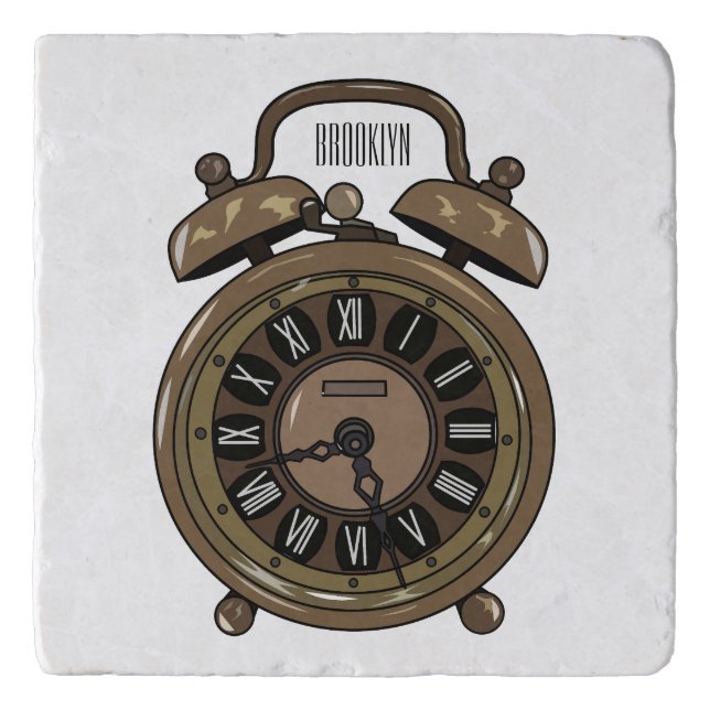 Alarm clock cartoon illustration trivet (Front)