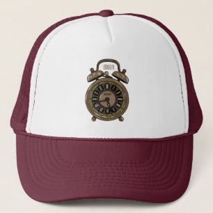 Alarm clock cartoon illustration trucker hat