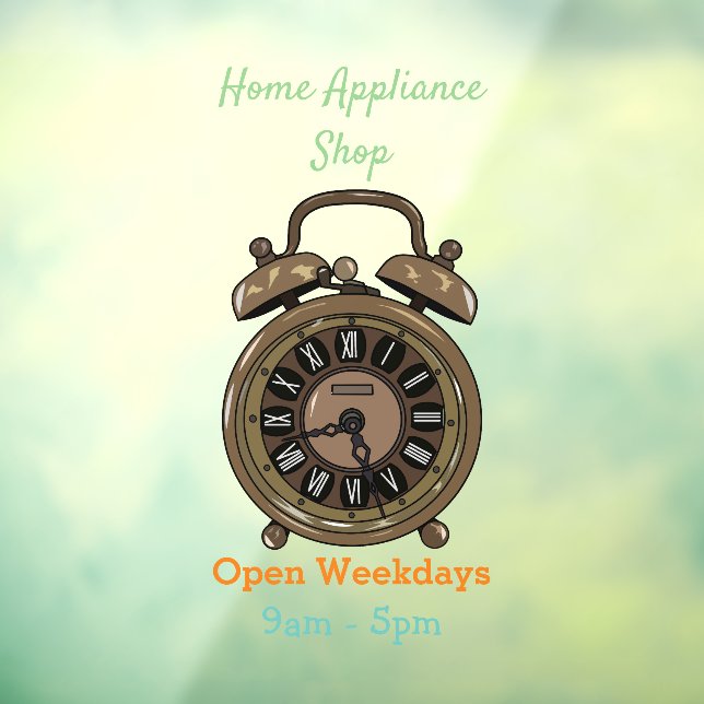 Alarm clock cartoon illustration window cling (Sheet 3)