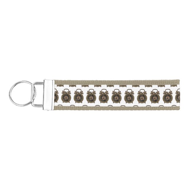 Alarm clock cartoon illustration wrist keychain (Keys on Left)