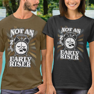 Alarm Clock Retro Grunge Funny Quote Typography T-Shirt