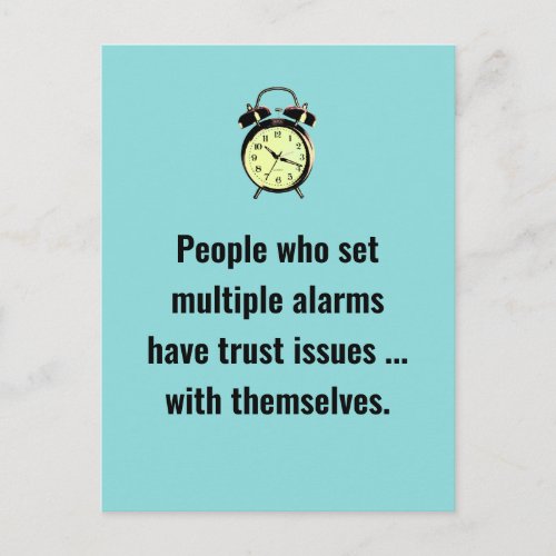 Alarm Clock Trust Issues Joke  Just for Fun Postcard