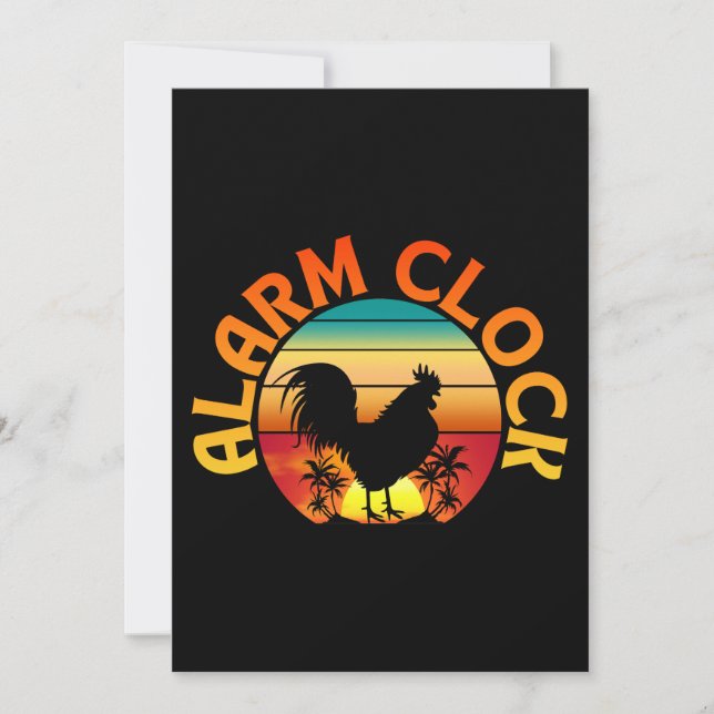 ALARM CLOCK VINTAGE MORNING ROOSTER CHICKEN INVITATION (Front)