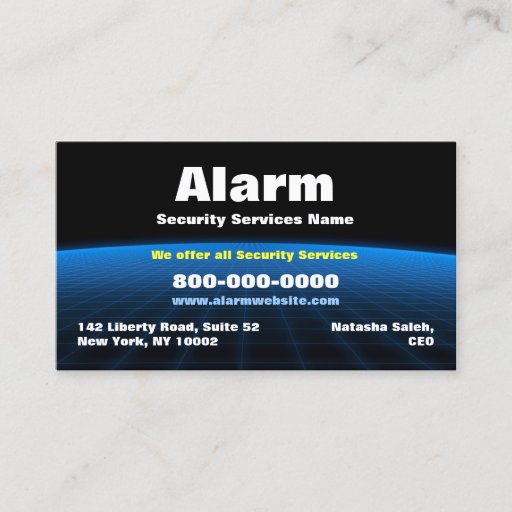 Customizable Alarm / Security /Tech Business Card