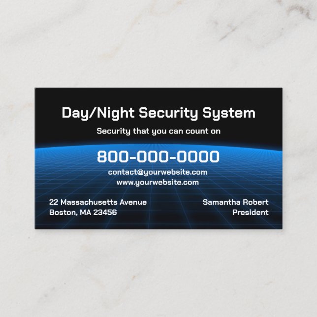Alarm Security Tech Business Card Template (Front)