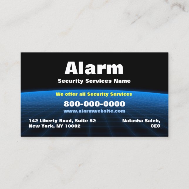 Alarm Security Tech Business Card Template (Front)