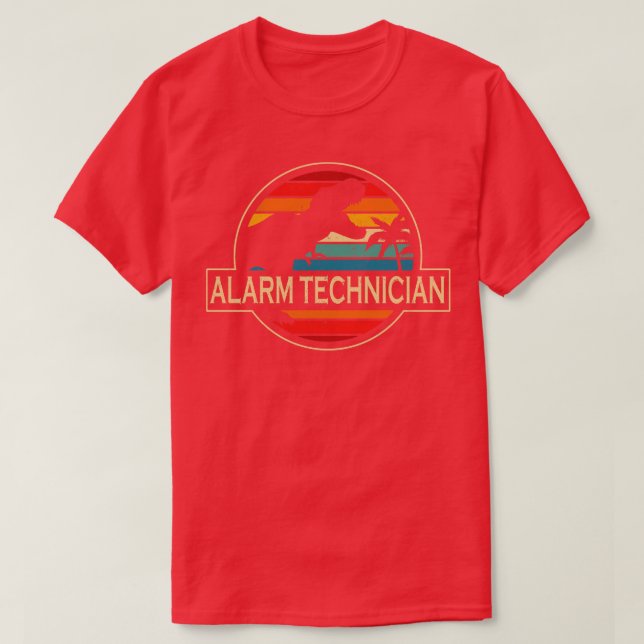 Alarm Technician Dinosaur T-Shirt (Design Front)