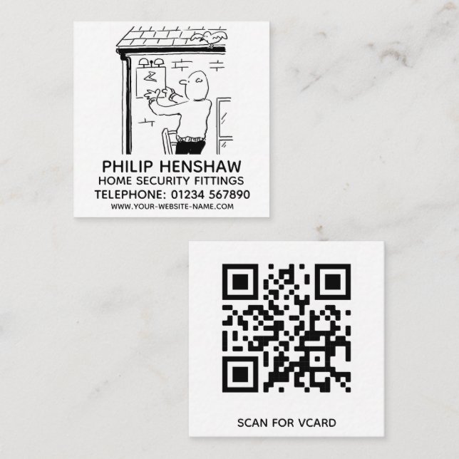 Alarms & Home Security Fittings Square Business Card (Front/Back)