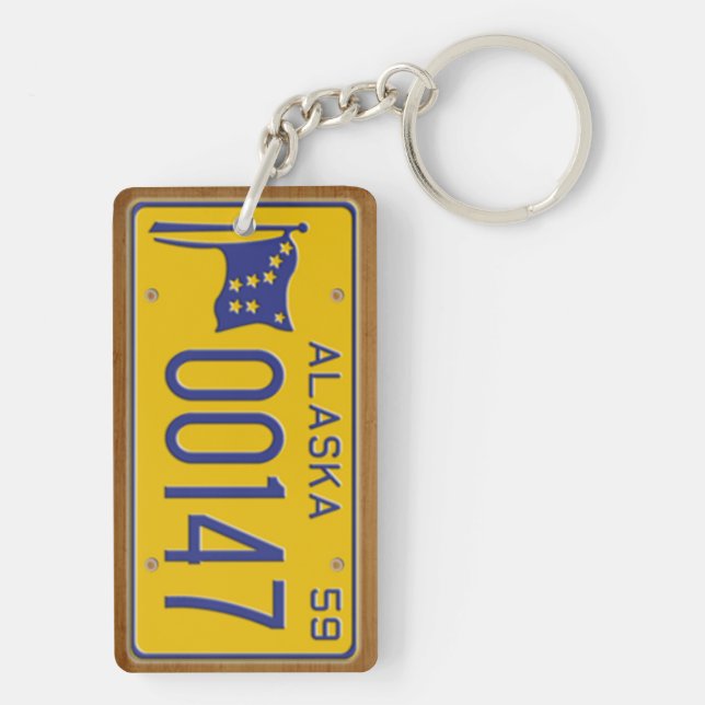 Alaska 1959 Vintage License Plate Keychain (Back)
