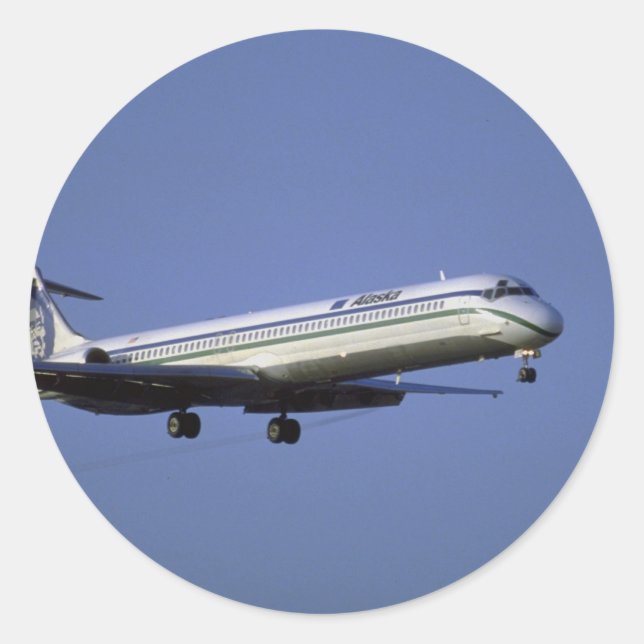 Alaska Airlines MD-80 Classic Round Sticker (Front)
