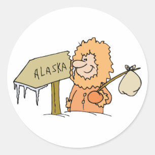Alaska AK Alaskan Eskimo Vintage Travel Souvenir Classic Round Sticker