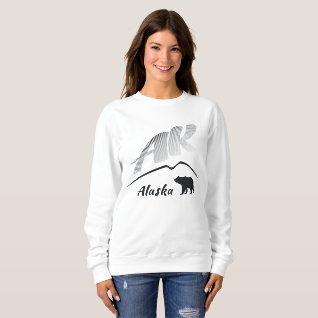 Alaska (AK) Kodiak brown bear - Black Logo Sweatshirt (Front Full)