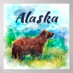 Alaska (ak) Kodiak Brown Bear - Travel Poster at Zazzle