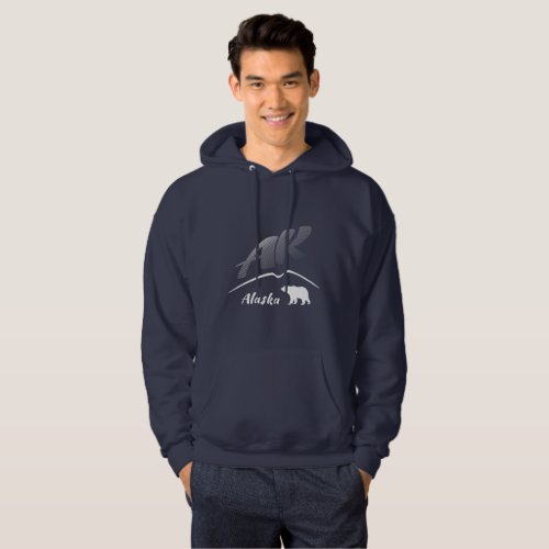 Alaska AK Kodiak brown bear _ White Logo Hoodie