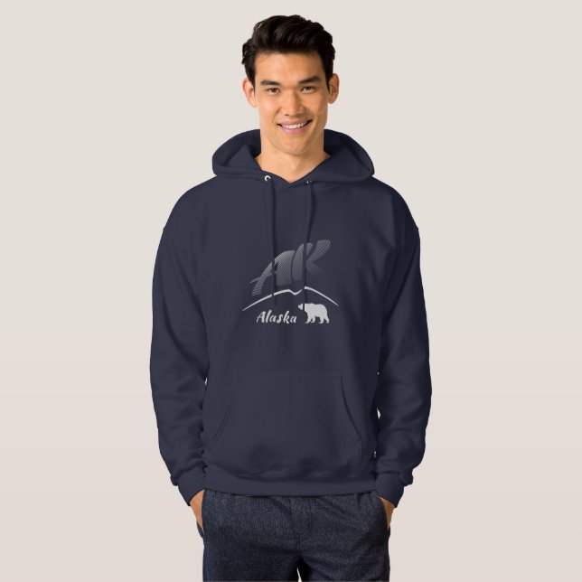 Alaska (AK) Kodiak brown bear - White Logo Hoodie (Front Full)