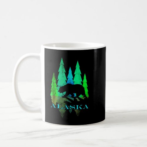 Alaska _ Alaskan Northern Light Trees with Bear  Coffee Mug