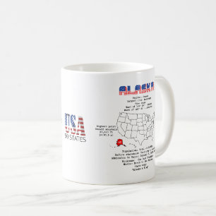 Alaska American state on a map and useful info Coffee Mug