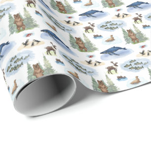 Alaska Animal Toile (Original Colors) Wrapping Paper