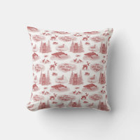 Alaska Animal Toile Throw Pillow (Brick Red)